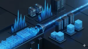 Diagram showing CPU spikes and PHP-FPM bottlenecks in a WordPress hosting environment