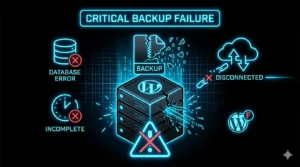 Diagram comparing WordPress backup plugins and full server disaster recovery